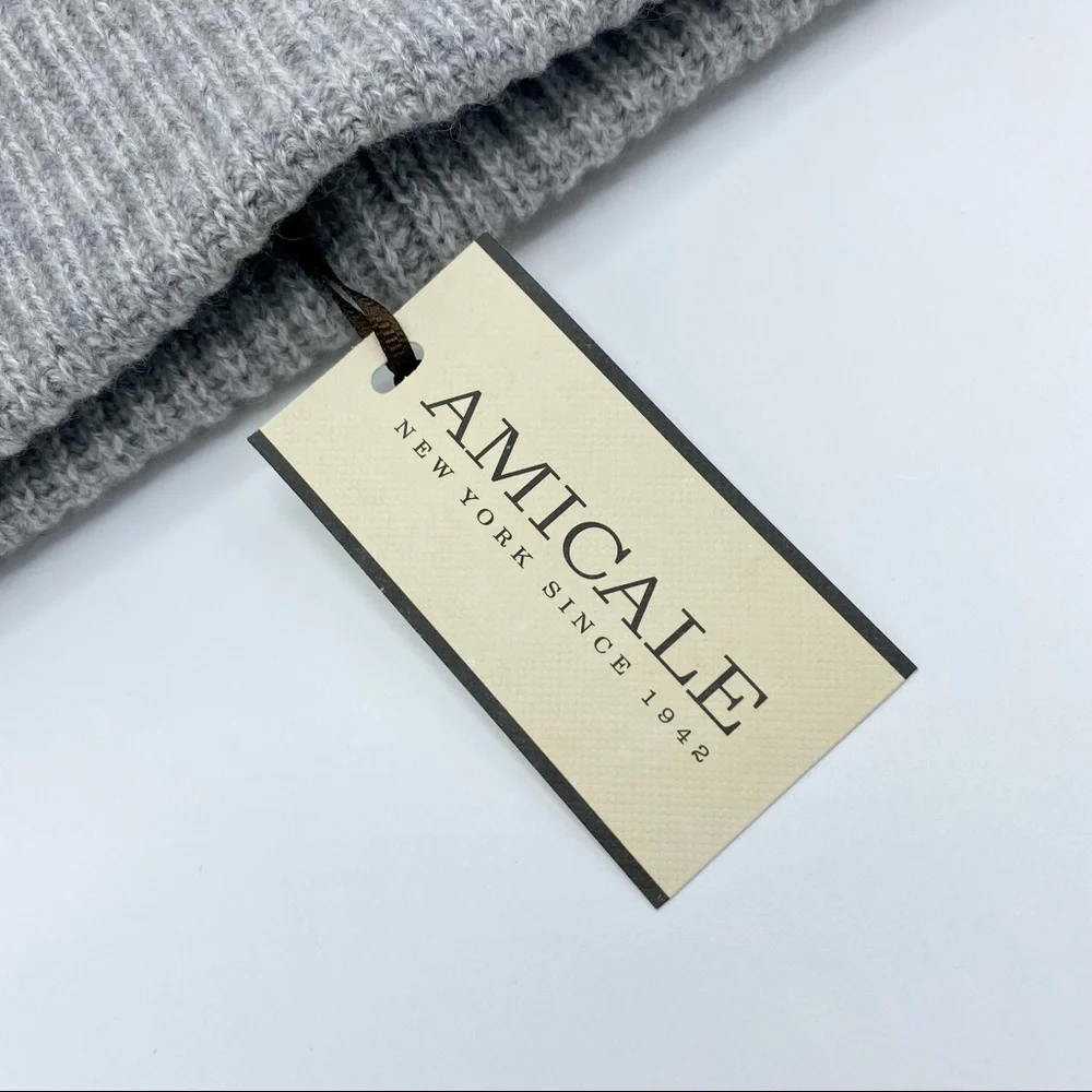 Amicale Cashmere Chunky Cuff Colorblock Beanie